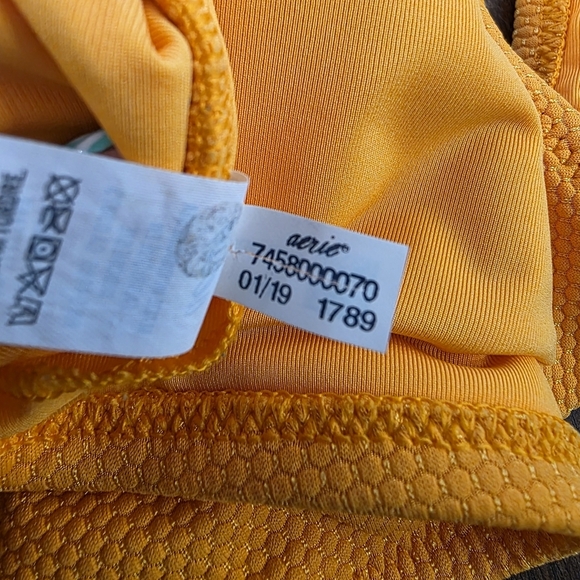 Aerie Scoop Button Front Textured Bikini Top XL Yellow Honeycomb Knit - Picture 5 of 6